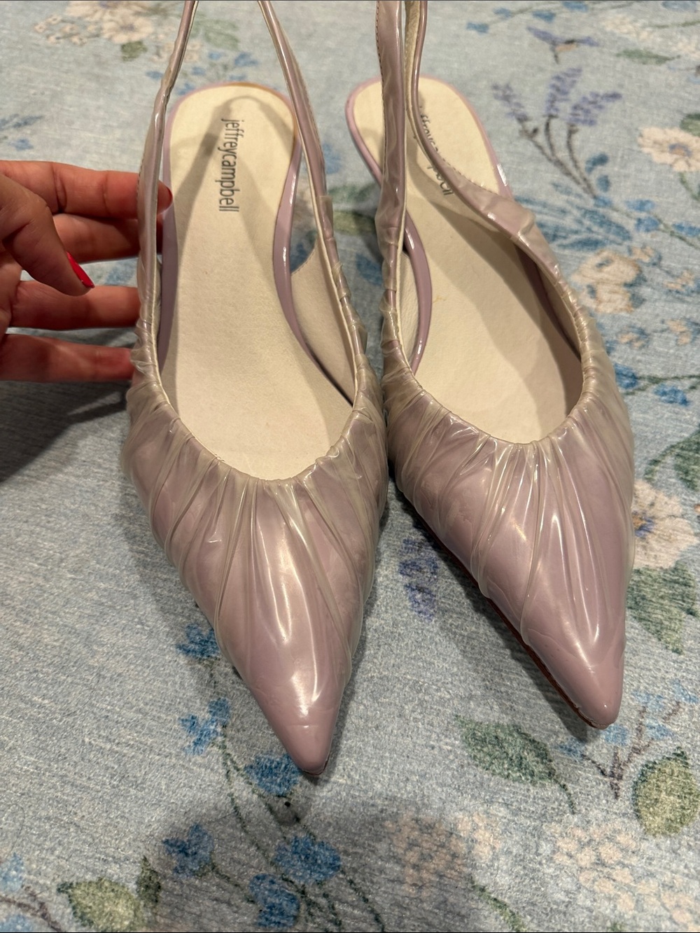 Jeffrey Campbell Pale Lilac Pointed Slingback kitten heels